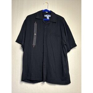 Utility Brand Button Up Shirt Y2K Vintage Black Size Large Crown Vtg 2000s